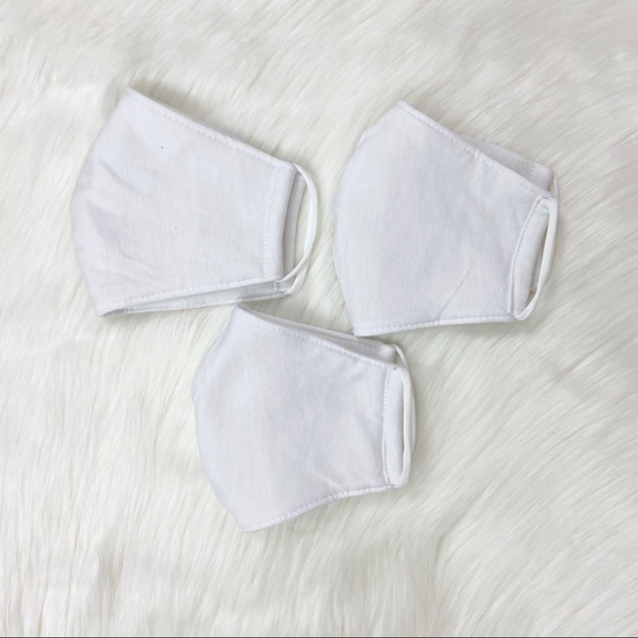 22 DECEMBER Accessories - ‼️3 WHITE HANDMADE IN USA - cotton face masks